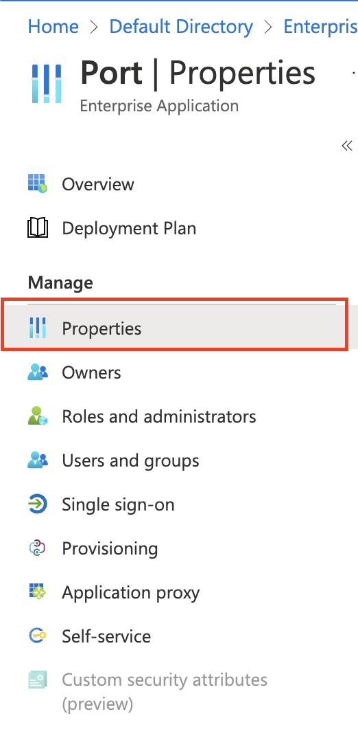 Azure application properties