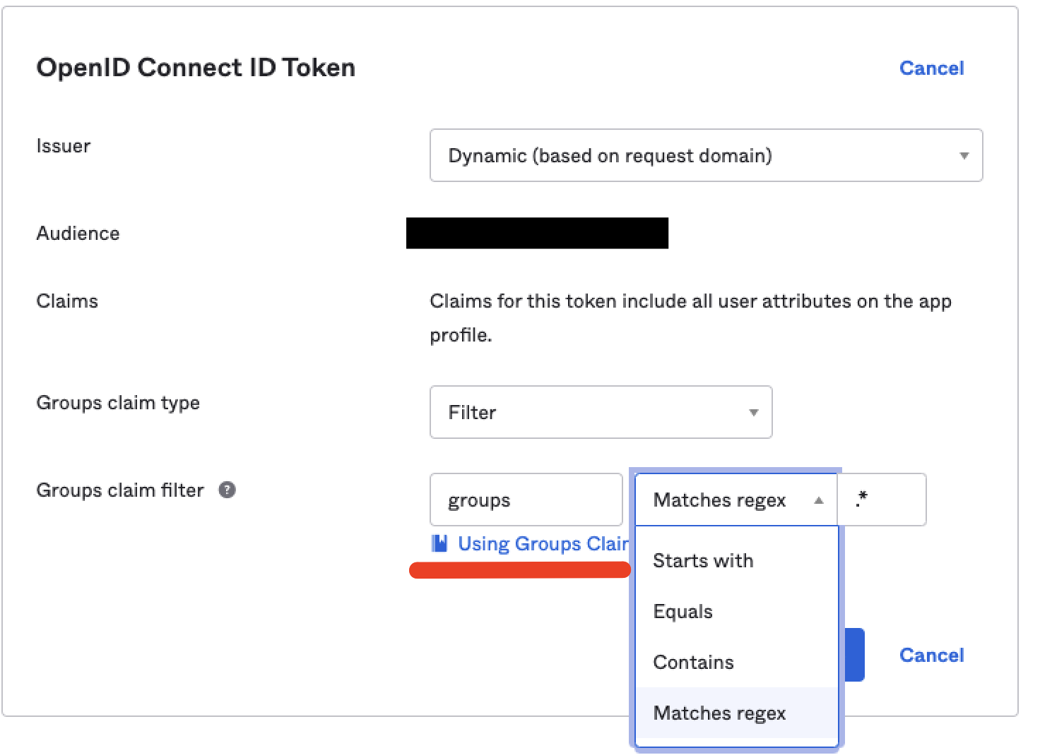 Okta application set group claims